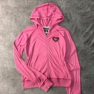 Victorias Secret Bubblegum Pink Graphic Zip Up Hooide